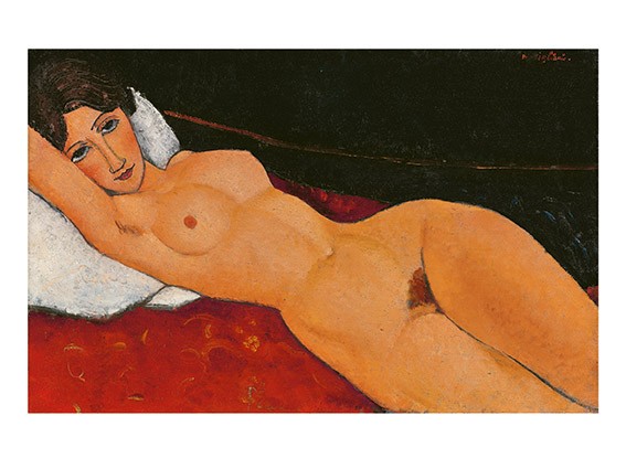 Amedeo Modigliani | Liegender Frauenakt auf weißem Kissen, um 1917 | Kunstdruck