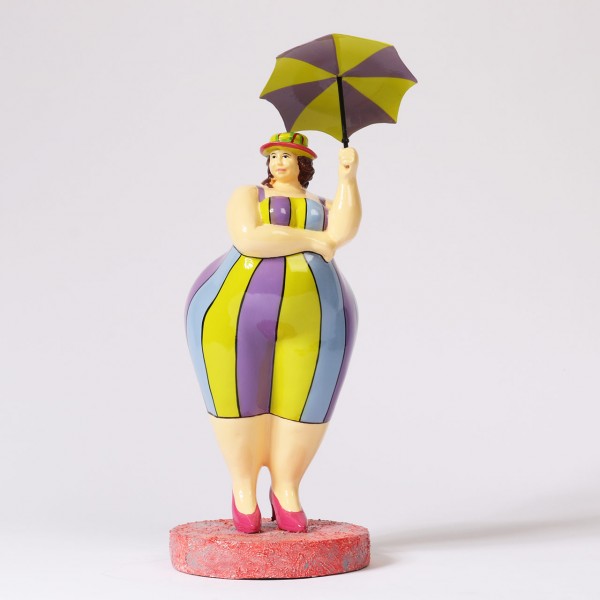 Lady with Umbrella | Green-Violet - Large