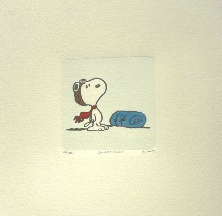 Peanuts-Grafik „Sleep over“ von Charles M. Schulz