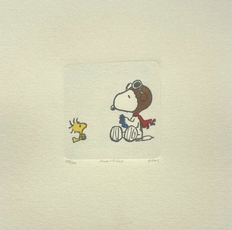 Peanuts-Grafik „Fly with me“ von Charles M. Schulz