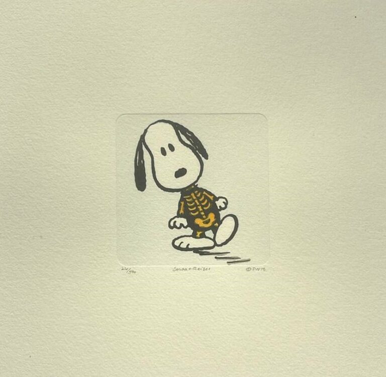 Peanuts-Grafik „Skeleton Snoopy“ von Charles M. Schulz