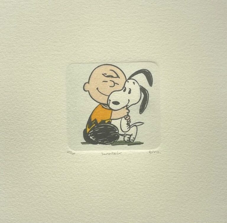 Peanuts-Grafik „Big squeeze“ von Charles M. Schulz