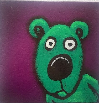 Philipp Jordan grüner Teddy aus der Serie 1000 Teddies Pop Art Originalgemälde